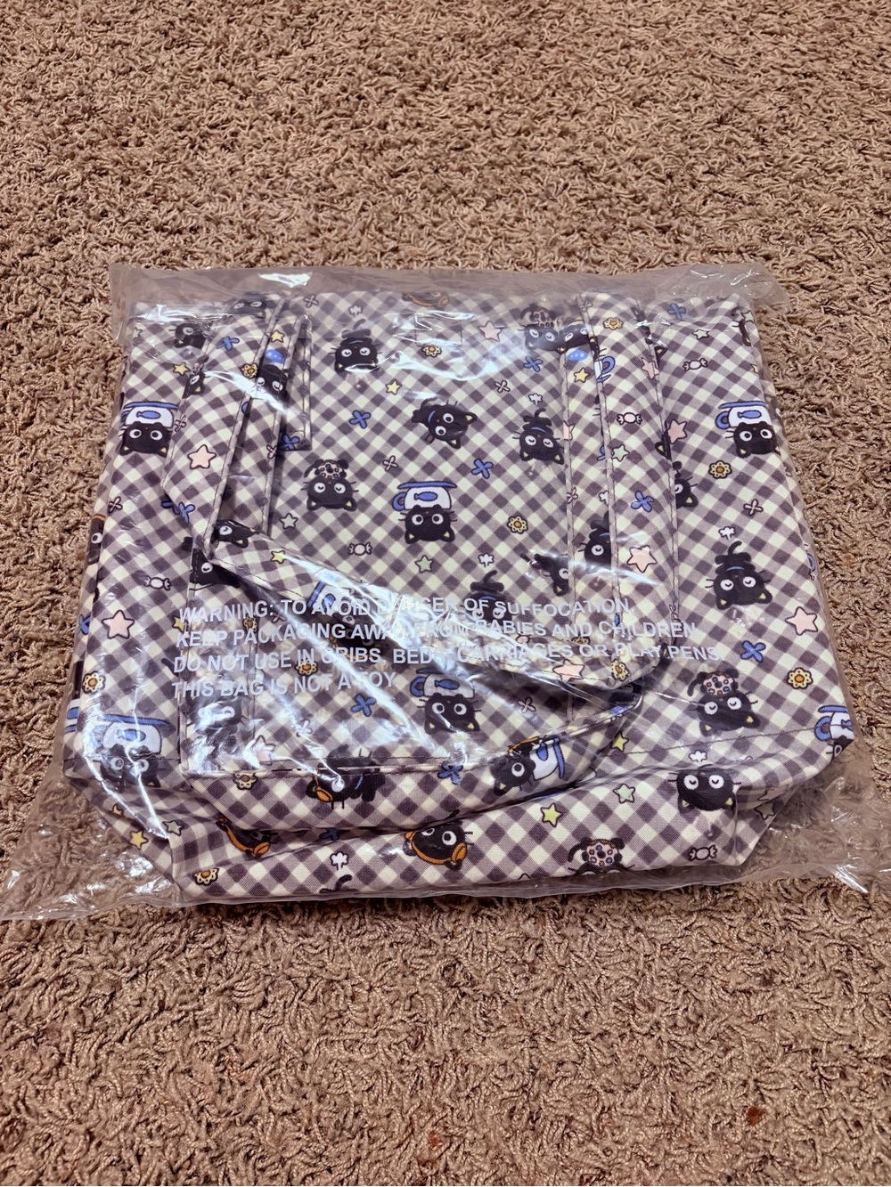 BAGGU Everyday Cloud Bag in Chococat Gray Gingham - UO Exclusive